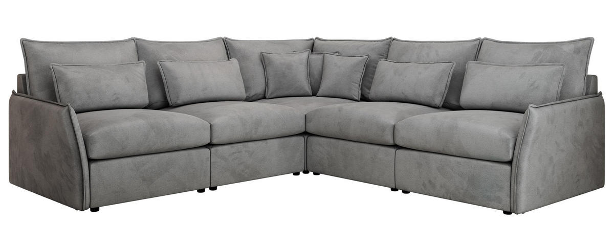 ECKSOFA VERSO L Hellgrau Velvet - Hellgrau/Schwarz, Kunststoff/Textil (270/270cm) - MKS