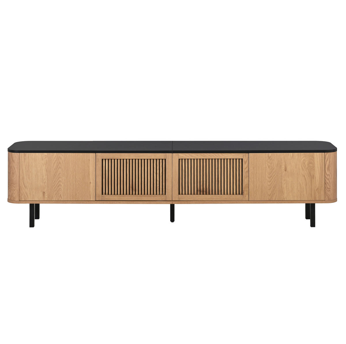 LOWBOARD 190/35/45 cm aus MDF und Holzwerkstoff mit Gittertüren Eichefarben/Schwarz - Braun, Holzwerkstoff (190/45/35cm) - Modenvie