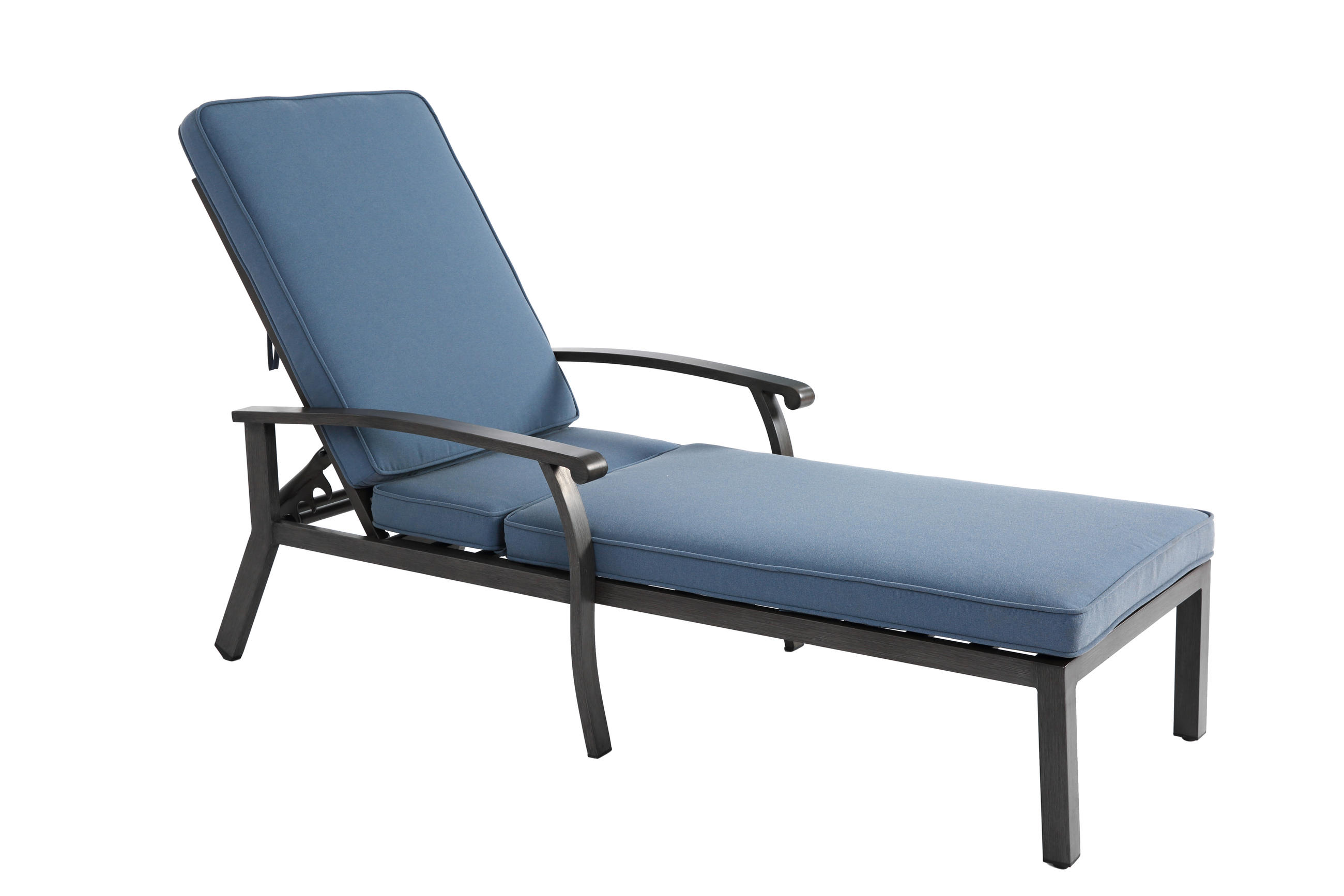 GARTENLIEGE Aluminium mit 5-fach verstellbarer Rückenlehne, Kissen 204/58/100 cm Blau - Blau, Metall (68/100/204cm) - Redom