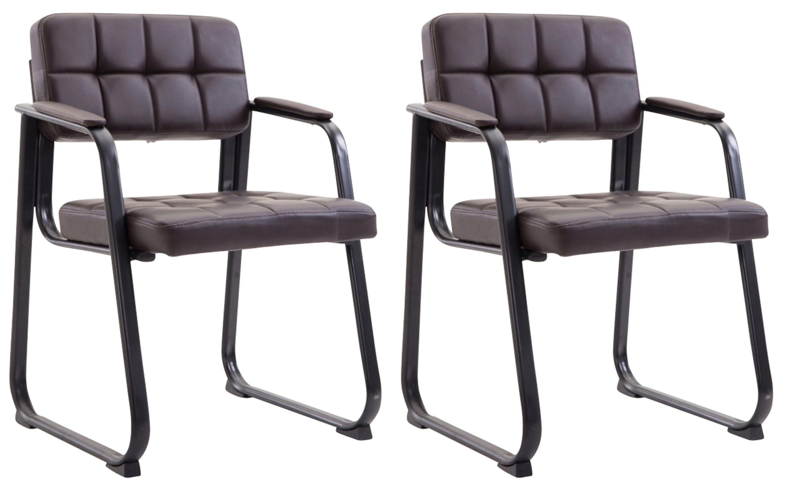 ARMLEHNENSTUHL 2er Set Lederlook Braun - Braun, Textil/Metall (59/84/58cm) - CLP
