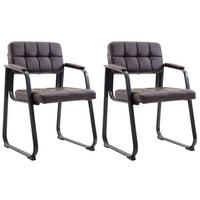 ARMLEHNENSTUHL 2er Set Lederlook Braun - Braun, Textil/Metall (59/84/58cm) - CLP
