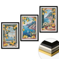 WANDBILDER 3er-Set - 40x60 cm Schwarzer Rahmen - Meerblick, italienische Zitronen - Schwarz, Kunststoff (40/60cm) - ArtPrintCave