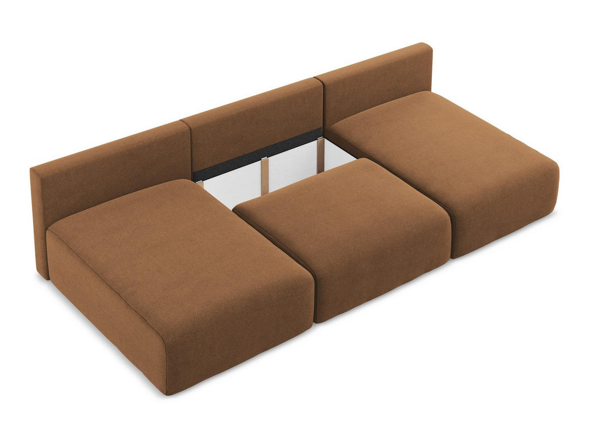 WOHNLANDSCHAFT Strukturstoff Stoff Orange - Beige/Terra cotta, Kunststoff/Textil (304/79/149cm) - Makamii