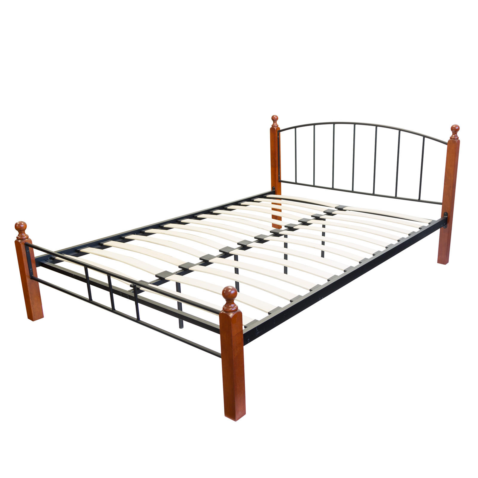 METALLBETT 140/200 cm in Schwarz mit Lattenrost - Schwarz/Braun, Metall (140/200cm) - Homestyle4u