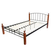 METALLBETT 140/200 cm in Schwarz mit Lattenrost - Schwarz/Braun, Metall (140/200cm) - Homestyle4u