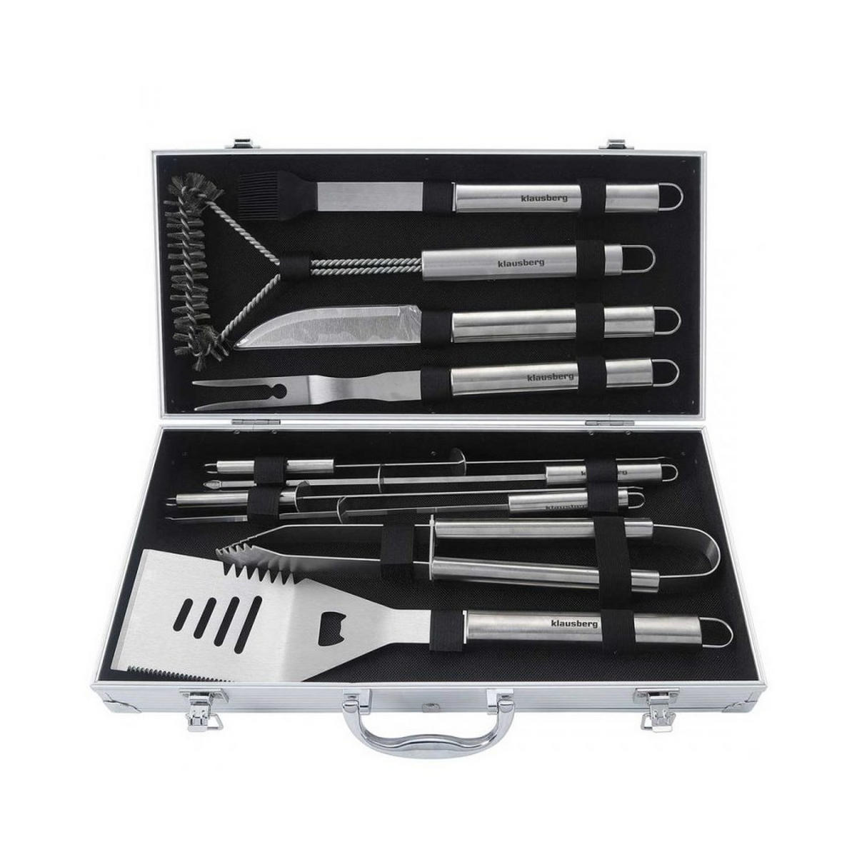GRILLBESTECK Silber 46/22/8 cm KB7901 - Silberfarben, Metall (22/8/46cm) - Klausberg 