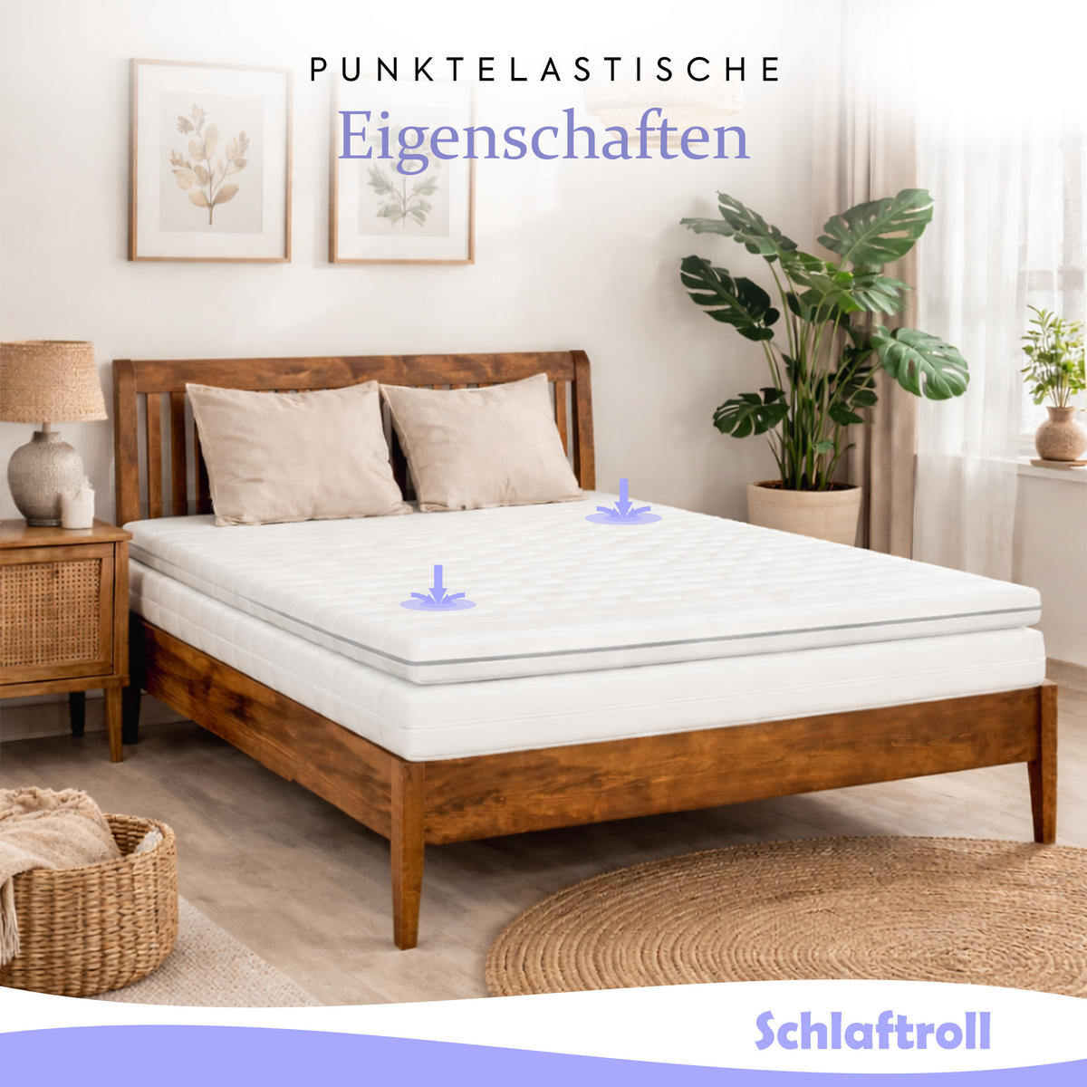 KALTSCHAUM-TOPPER 90x200 H3- Ergonomisch - 5 cm hoch - Weiß, Textil (90/200cm) - Schlaftroll
