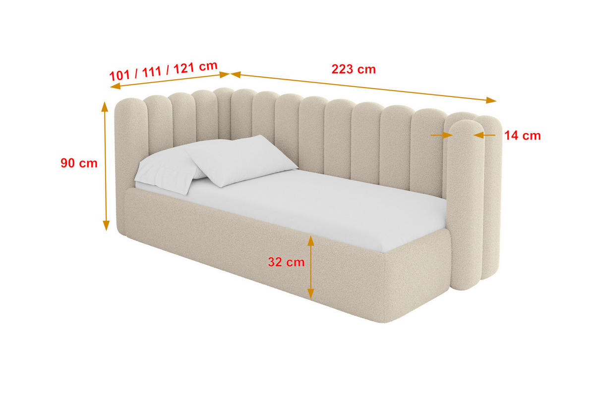 EINZELLBETT Jugendbett mit Bettkasten und Matratze H3/H4, Rechts - HUGY 100x200 Dunkelbeige - Taupe, Holzwerkstoff/Textil (100/200cm) - ALTDECOR