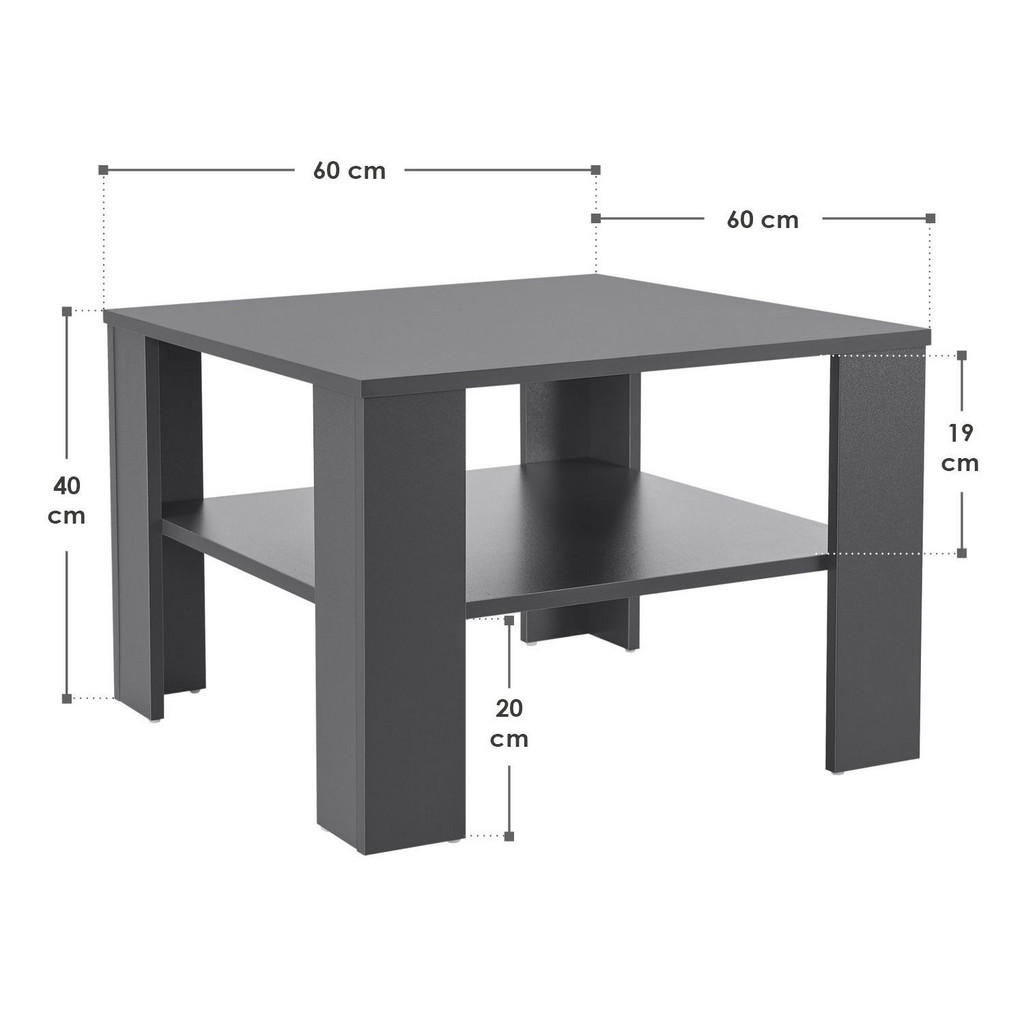 Thumbnail - Juskys Couchtisch, Dunkelgrau, Holz, 60x40x60 cm, Wohnzimmer, Wohnzimmertische, Couchtische