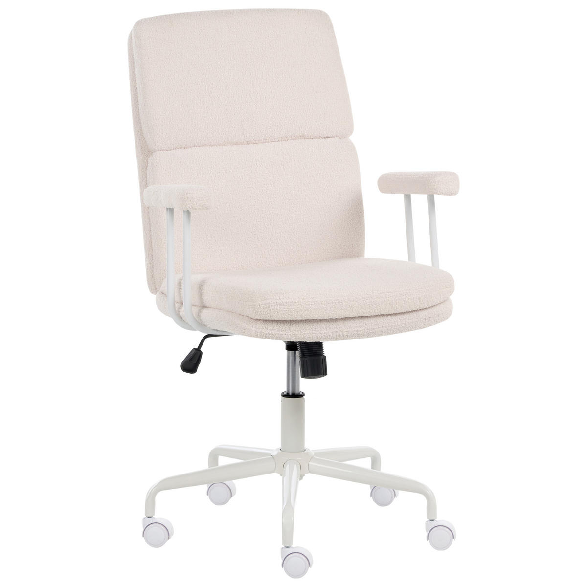 BÜROSTUHL Bouclé Cremeweiß Vero - Creme, Textil (62/100/65cm) - Beliani
