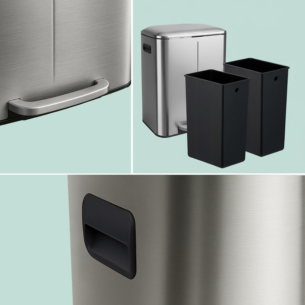 MÜLLEIMER - Silberfarben, Kunststoff/Metall (44.5/60/41cm) - Relaxdays