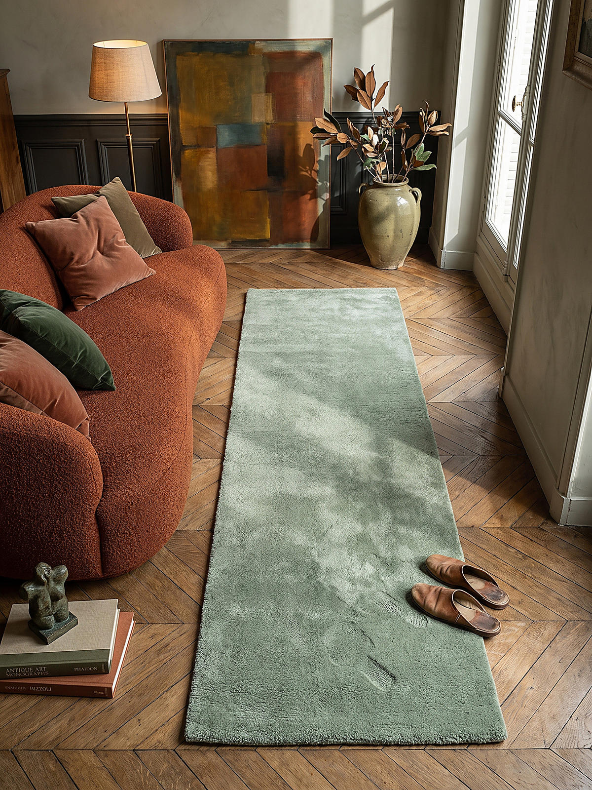 LÄUFER ALDAN Antirutsch Uni Polyester Grün 80 x 300 cm - Grün, Textil (80/300cm) - KADIMA DESIGN