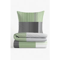 BETTWÄSCHE-GARNITUR Renforcé Streifenmix fichte, 135x200 cm + 80x80 cm - Dunkelgrün, Textil (135/200cm) - Castell
