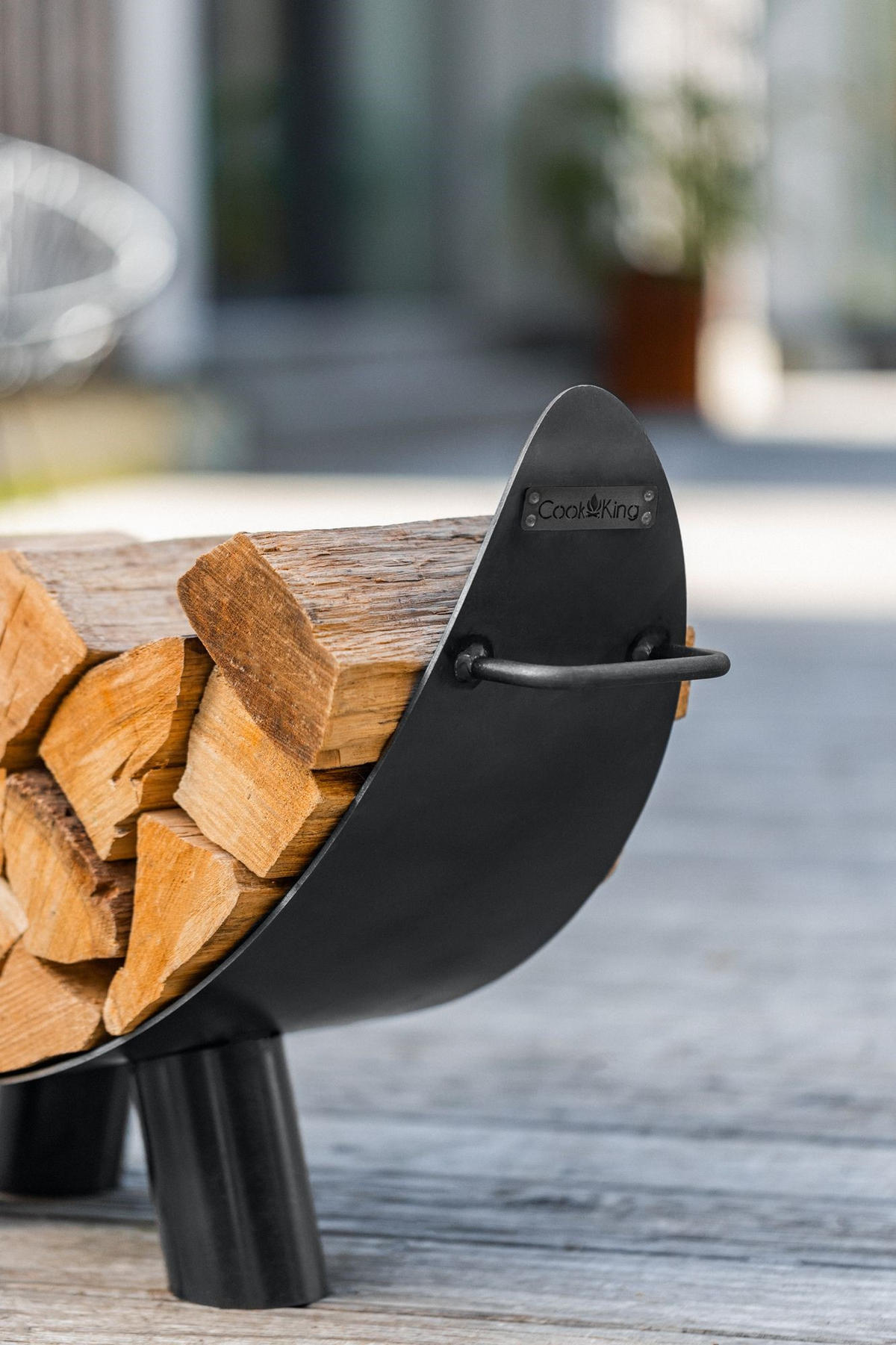 KAMINHOLZREGAL Colorado Stahl schwarz 70 cm - Schwarz, Metall (70/25/44cm) - Mr. Deko