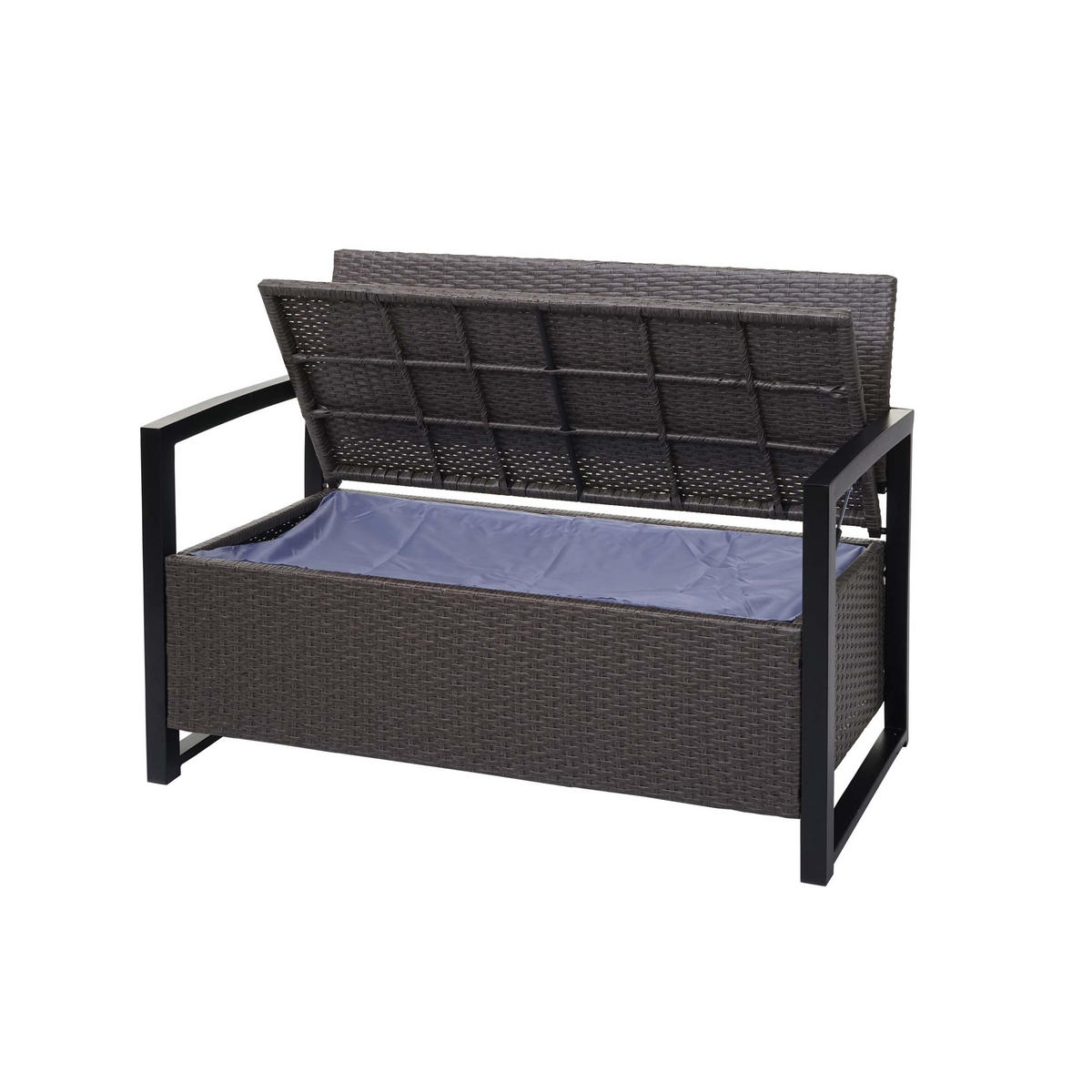POLY-RATTAN 2ER SITZBANK Hellgrau, Grau - Hellgrau/Grau, Kunststoff (117/87/57cm) - MCW