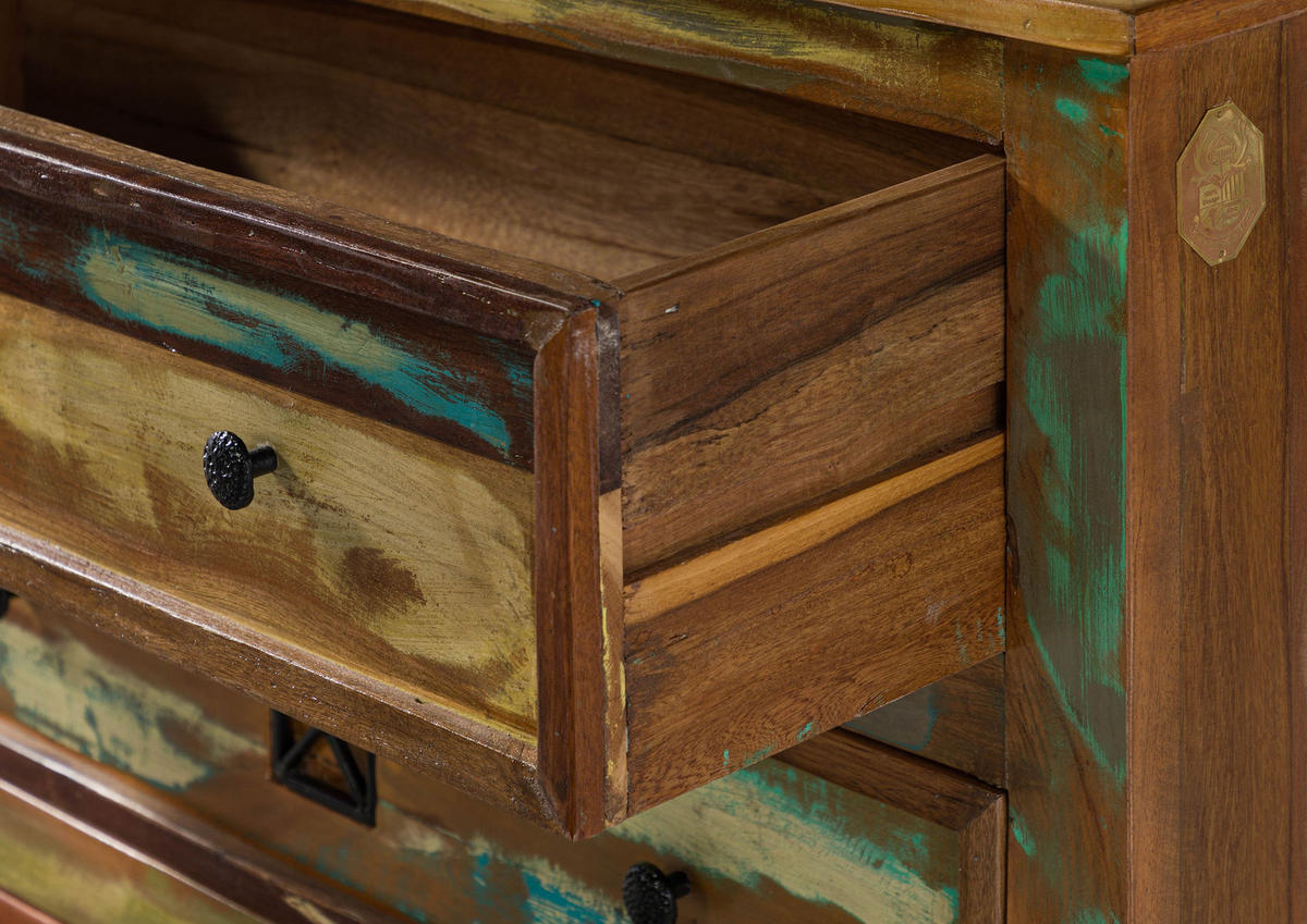 KOMMODE Altholz 100x42x88 mehrfarbig lackiert NATURE OF SPIRIT #49 - Multicolor, Holz (100/88/42cm) - Massivmoebel24