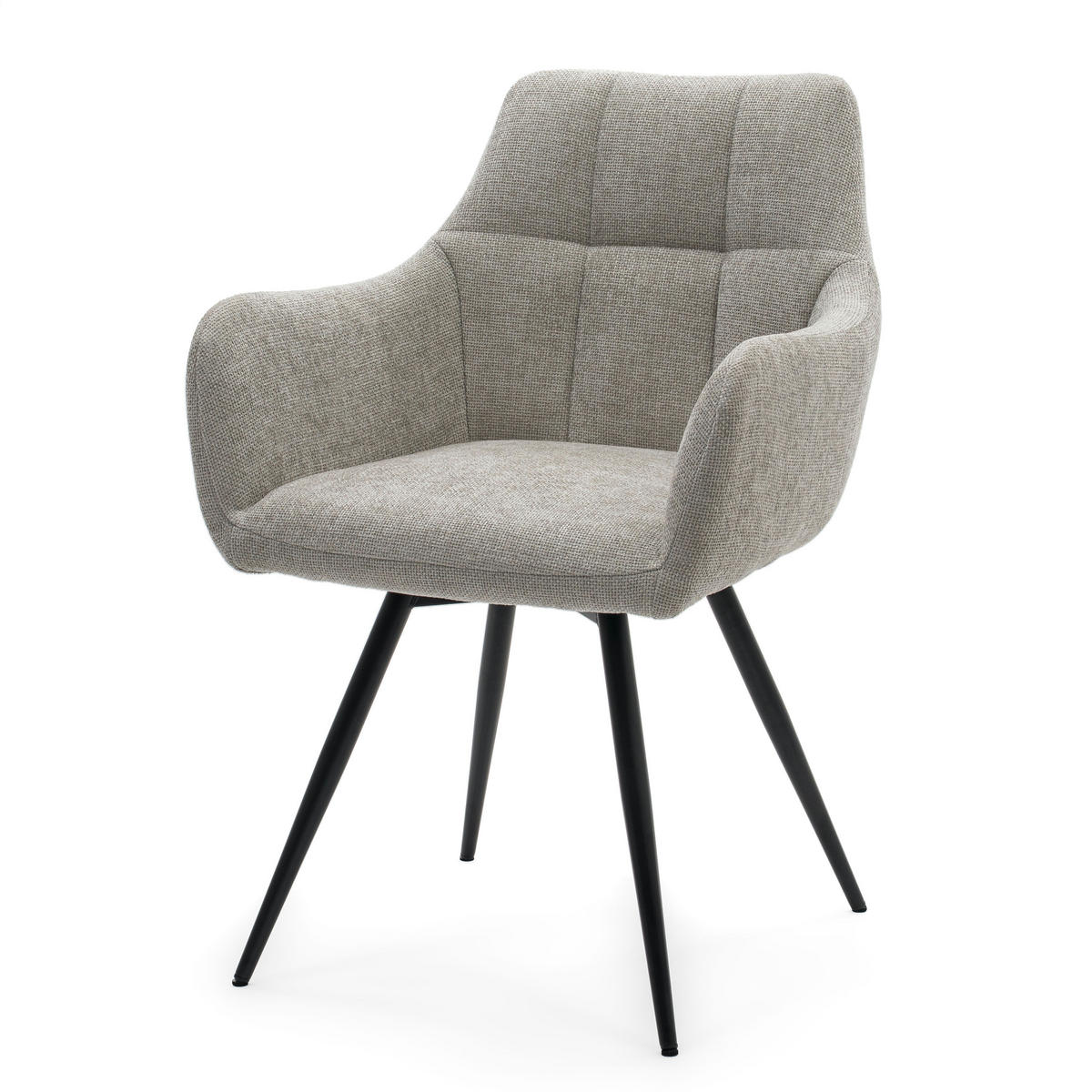 STUHL LUGANO drehbar gepolsterter mit Steppung - hellgrau - Chenille - Hellgrau/Schwarz, Textil/Metall (58/84/59cm) - NEW HOME