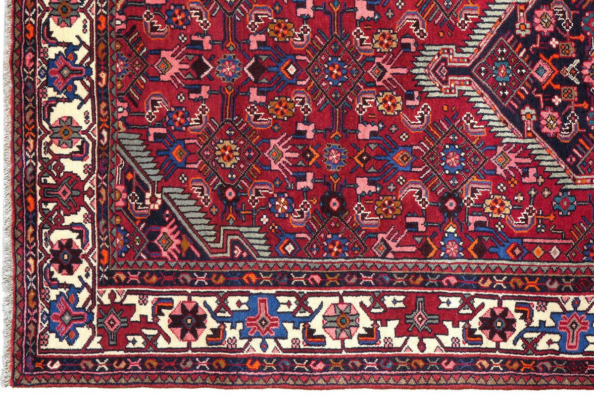 ORIENTTEPPICH handgeknüpft Assadabad Rot 245/136 cm Schurwolle - Rot, Textil (136/245cm) - Looma