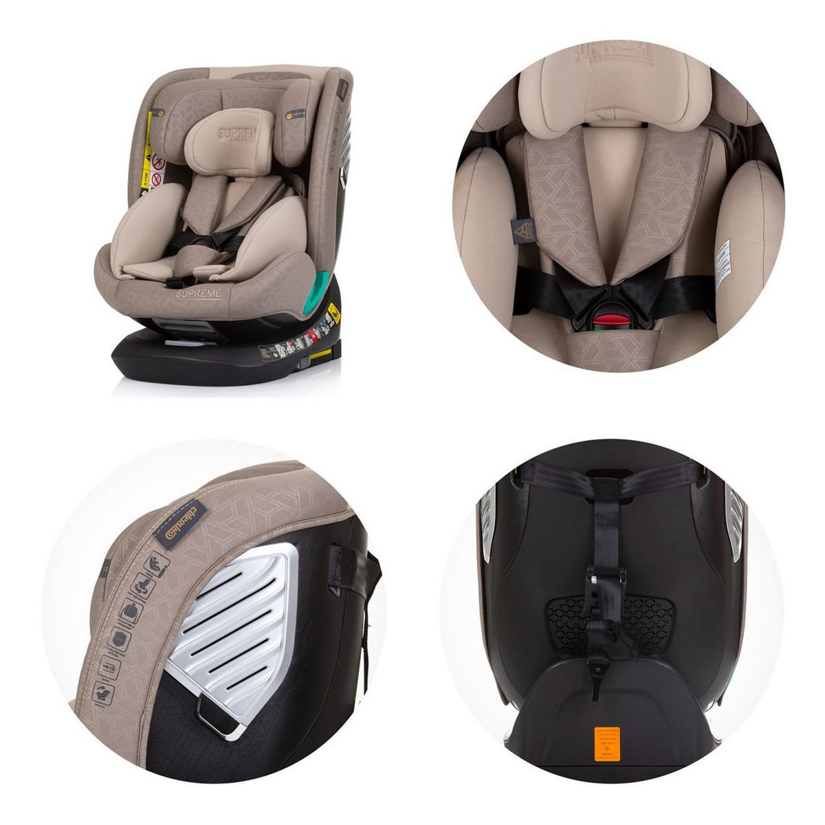 KINDERSITZ i-Size Supreme beige (40-150 cm) verstellbar 360° drehbar Isofix - Beige, Kunststoff (44/75/45cm) - Chipolino