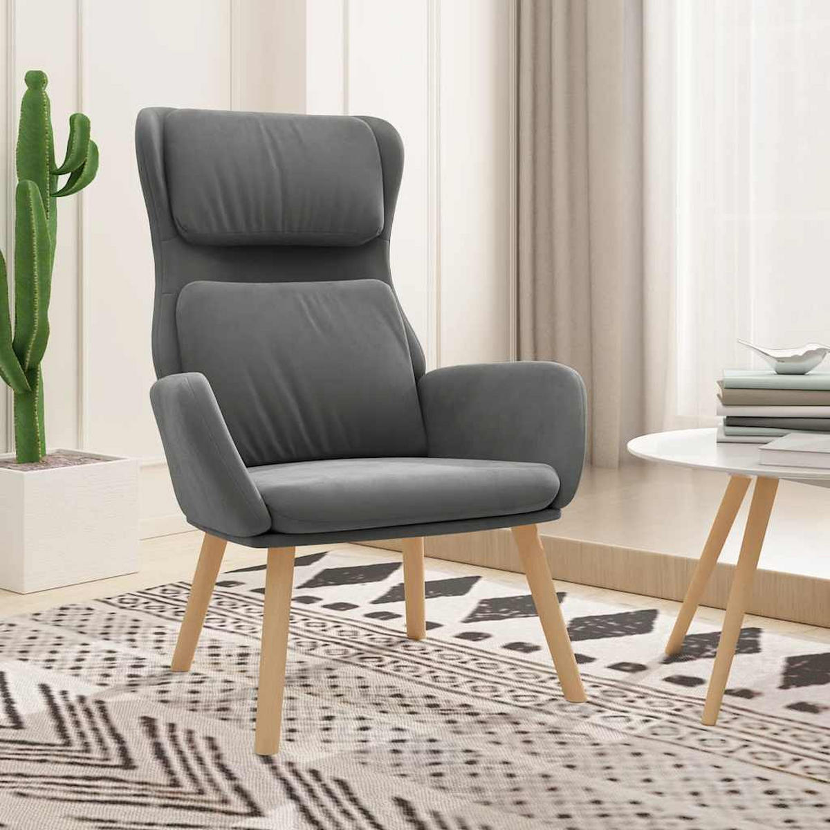 RELAXSESSEL Dunkelgrau Samt - Dunkelgrau, Textil (77/98/70cm) - vidaXL