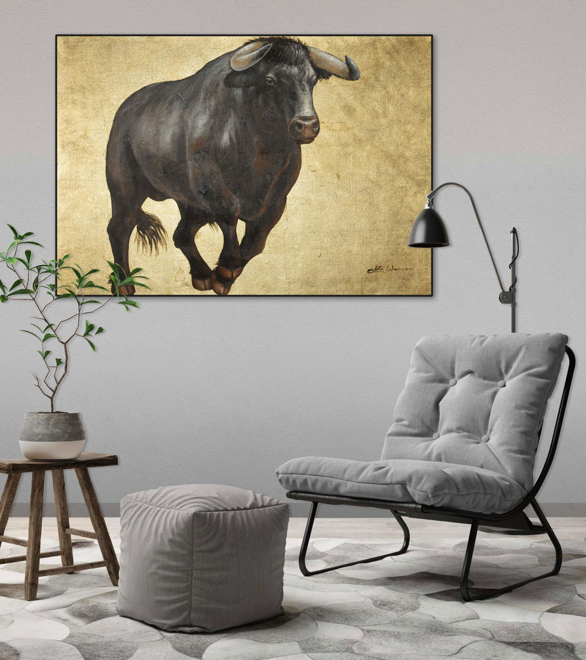 ACRYLBILD HANDGEMALT 100/70 cm - Schwarz/Braun, Holz/Textil (1.84/70cm) - KUNSTLOFT