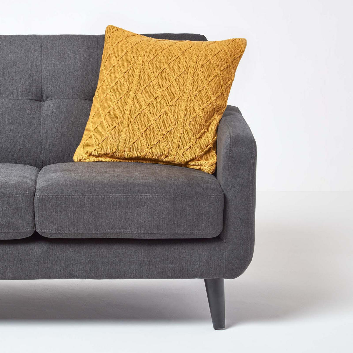 KISSENHÜLLE Strick-Muster 45/45 cm - Dunkelgelb, Textil (45/45cm) - Homescapes