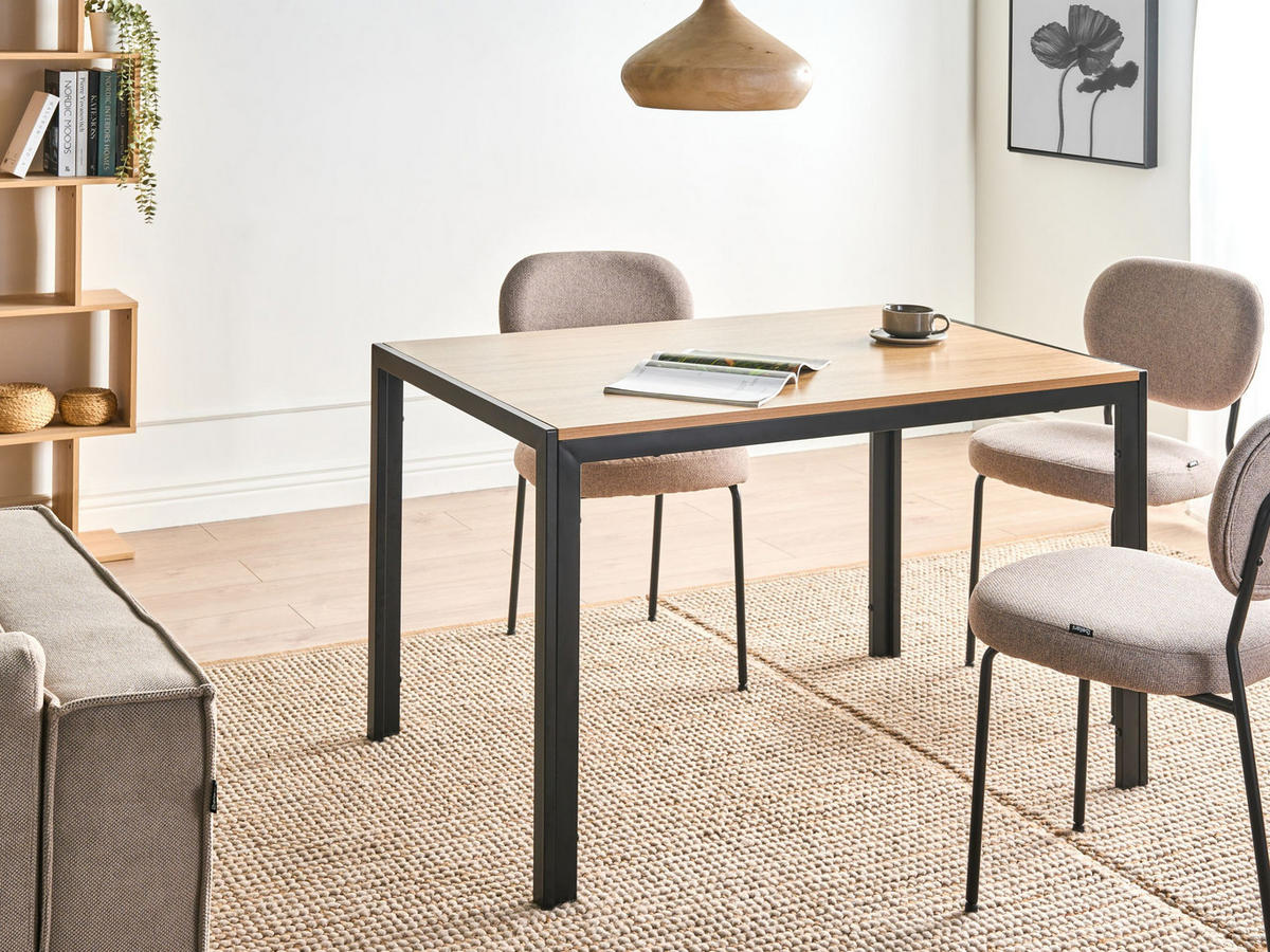 JÍDELNÍ STŮL Hnědý/Černý 120/80 cm Mann - světle hnědá, kompozitní dřevo (120/80/75cm) - Beliani