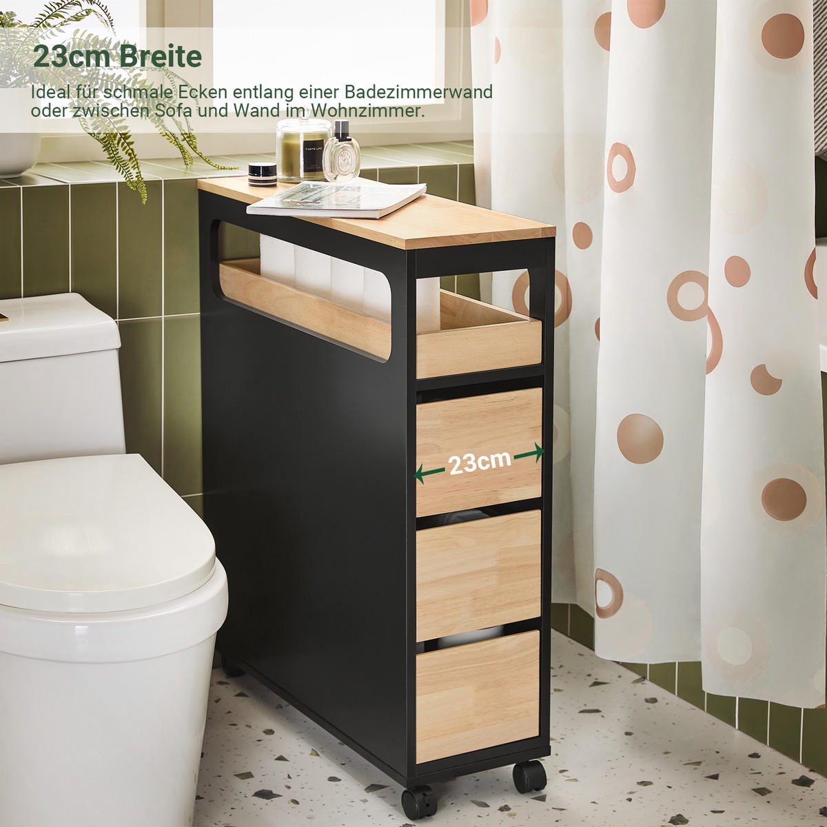 NISCHENWAGEN Schwarz - Schwarz, Holz/Holzwerkstoff (24/82/65cm) - SoBuy