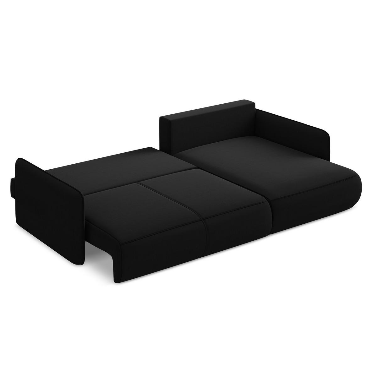 ECKSOFA mit Schlaffunktion Samt Stoff Schwarz - Schwarz, Kunststoff/Textil (240/148cm) - LaMiaSofa