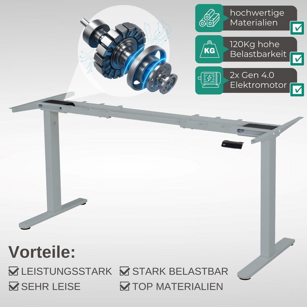 TISCHGESTELL HÖHENVERSTELLBAR LIFT S5 silber - Grau, Metall (68/180/118cm) - Albatros