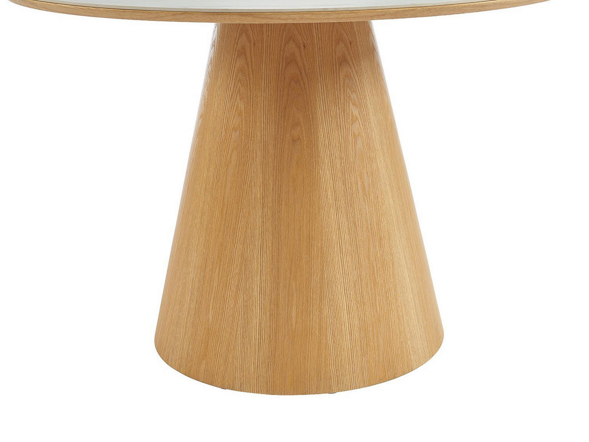 ESSTISCH rund - 4 Personen - Eichenfurnier - Effekt weißer Marmor und helles Naturholz - ANTALIZA - Naturfarben, Keramik (120/120/75.5cm) - Vente-Unique