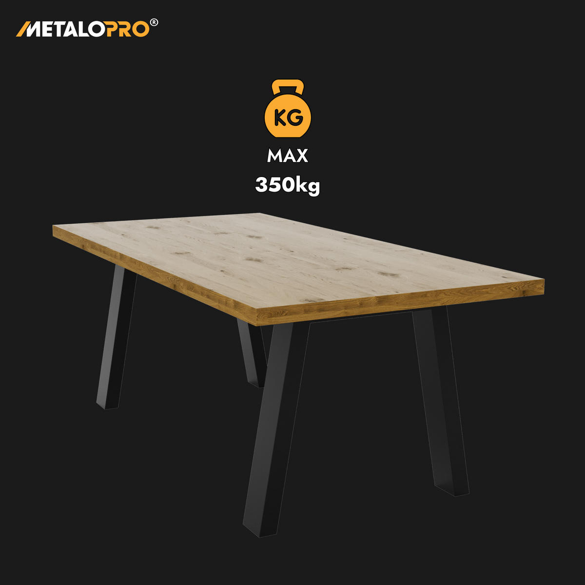 TISCHBEINE Thusia Extreme Schwarz Metall 200/80/72 cm - Schwarz, Metall (80/72/200cm) - Metalo Pro