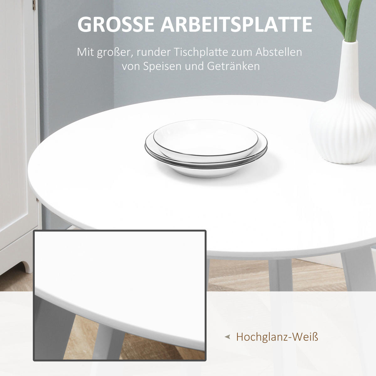 ESSTISCH, MDF, Metall, Weiß - Weiß, Kunststoff (72/72/75cm) - HOMCOM