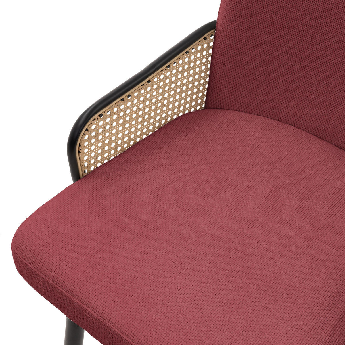 ESSZIMMERSTÜHLE 6er Set Rot mit Stoffbezug Rattan Optik - Rot/Schwarz, Naturmaterialien/Textil (51/91/61cm) - ML-DESIGN