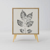 SIDEBOARD LEAFY STAMPS, Eichefarben, 57,5x42x75,5 cm, Goldfarbene Metallfüße - Eichefarben/Goldfarben, Holzwerkstoff/Metall (57.5/75.5/42cm) - SpaceRebels