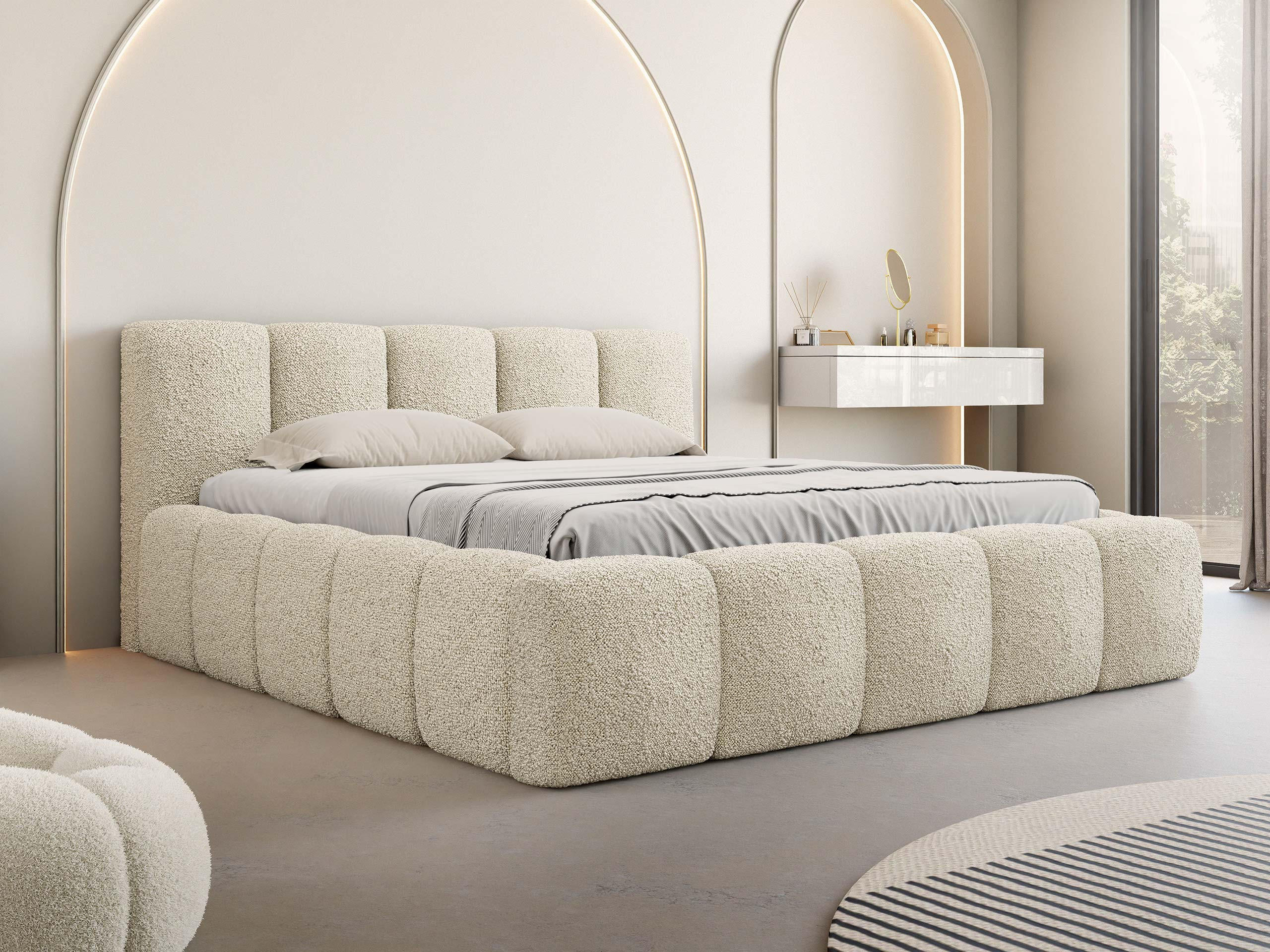 POLSTERBETT Kevson Boucle - Naturfarben, Holzwerkstoff/Textil (160/200cm) - MIRJAN24
