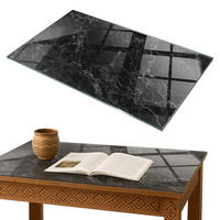 TISCHPLATTE 100x70 cm Marmormuster mit Adern - Schwarz, Glas (0.4/100/70cm) - TULUP