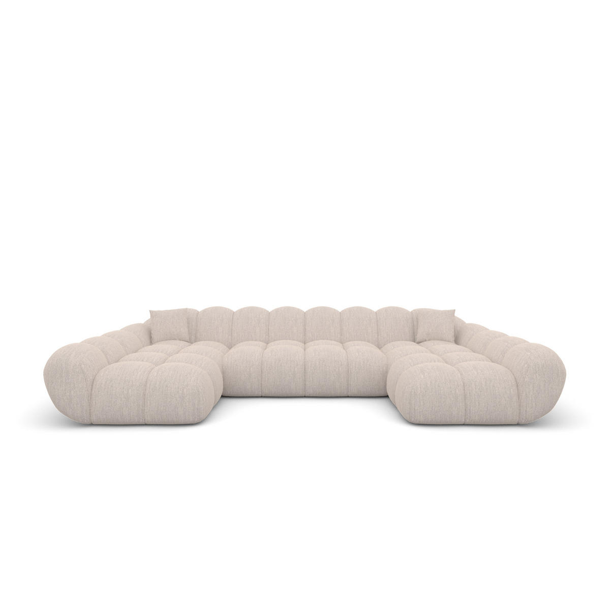 WOHNLANDSCHAFT Liva Beige Strukturstoff U-Form XXL Studio - Beige, Textil (330/70/160cm) - VAROYAL