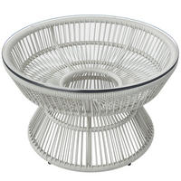 GARTENBEISTELLTISCH DE-13612 rund mit Glasplatte Natur - Hellgrau, Kunststoff/Metall (60/60/37cm) - ComfortXL