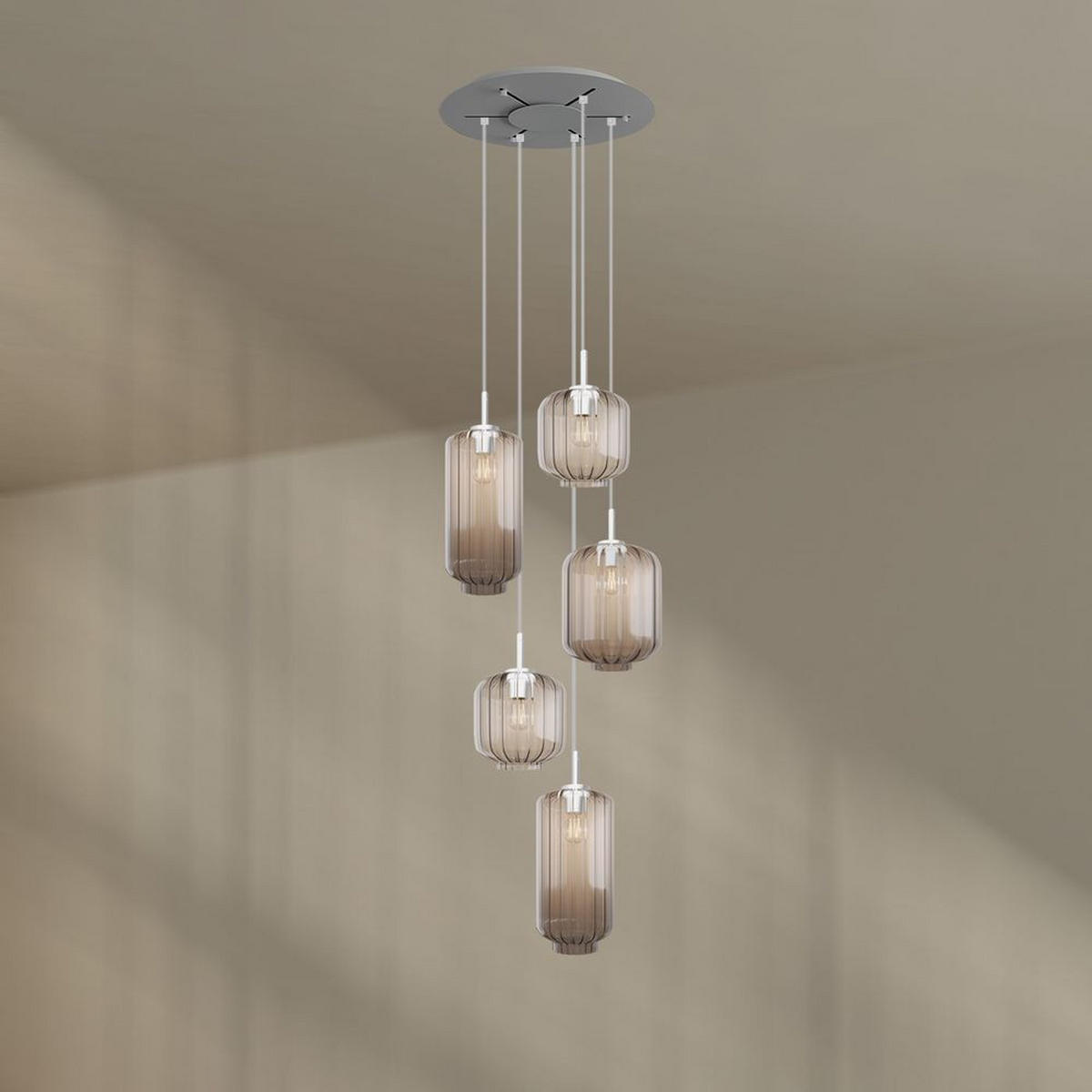 GALERIELEUCHTE Velo 5-flammig Klar Ø 18/20/25cm - Klar/Weiß, Glas (25/25/27cm) - s.luce