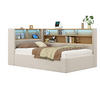MULTIFUNKTIONSBETT 90/200 cm beige aus Samt mit LED und hydraulischem Stauraum - Beige, Textil (90/200cm) - OKWISH