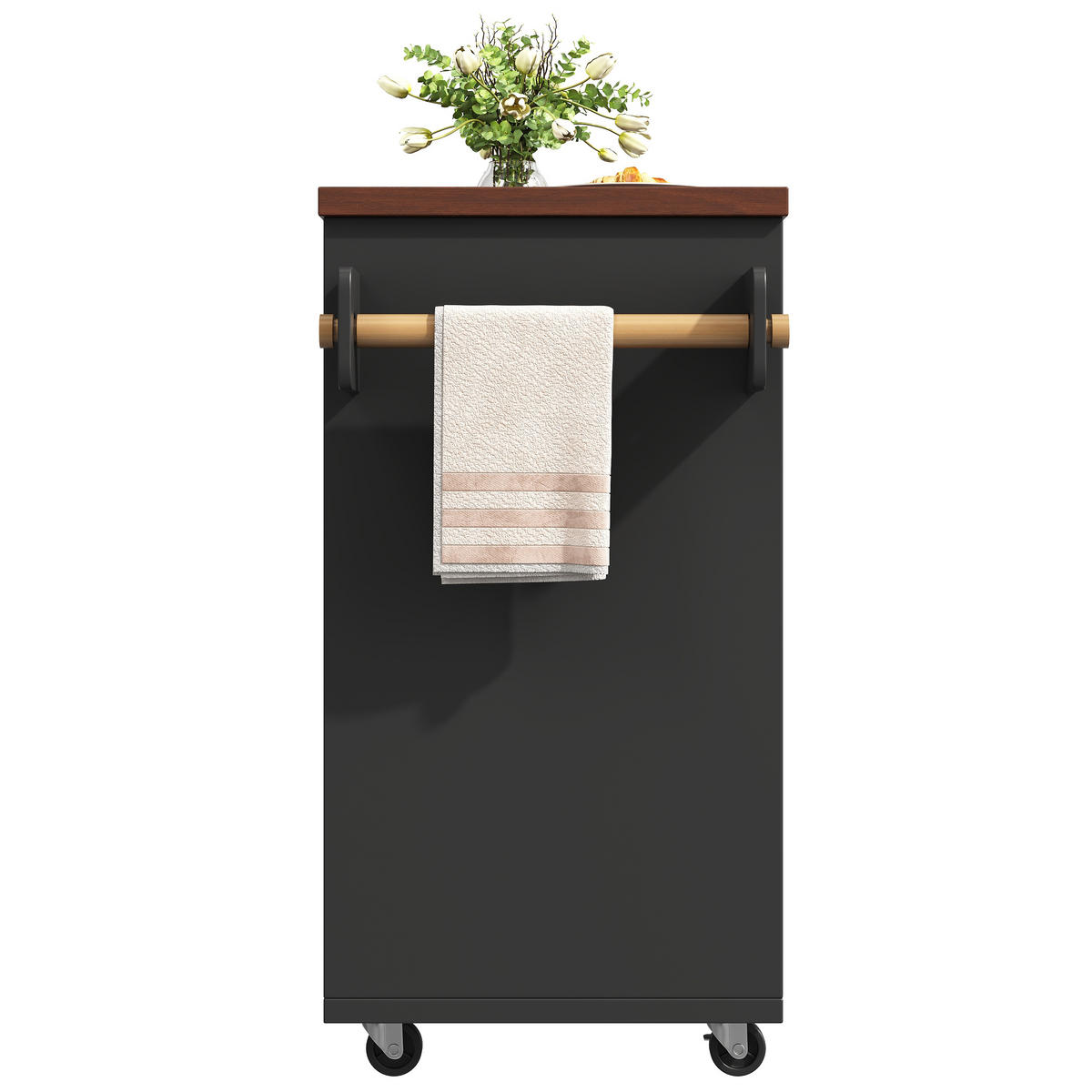 KUCHYŇSKÝ VOZÍK bílý, otočný barový stůl 360° se zásuvkami, 131,5–210×40×75,5 cm - černá, kov/kompozitní dřevo (210/90/45cm) - STILVORA