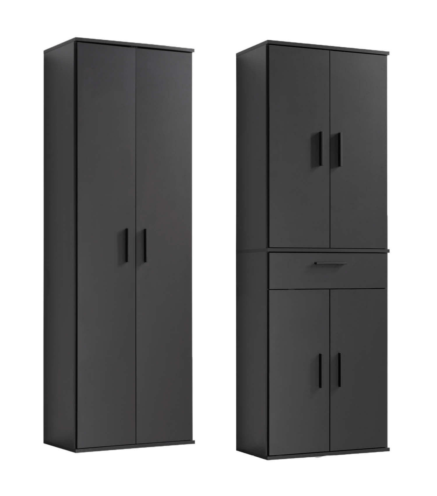MEHRZWECKSCHRANK SET Der Allzweckwaffe - Anthrazit/Schwarz, Holzwerkstoff (60/180/34cm) - Mokebo