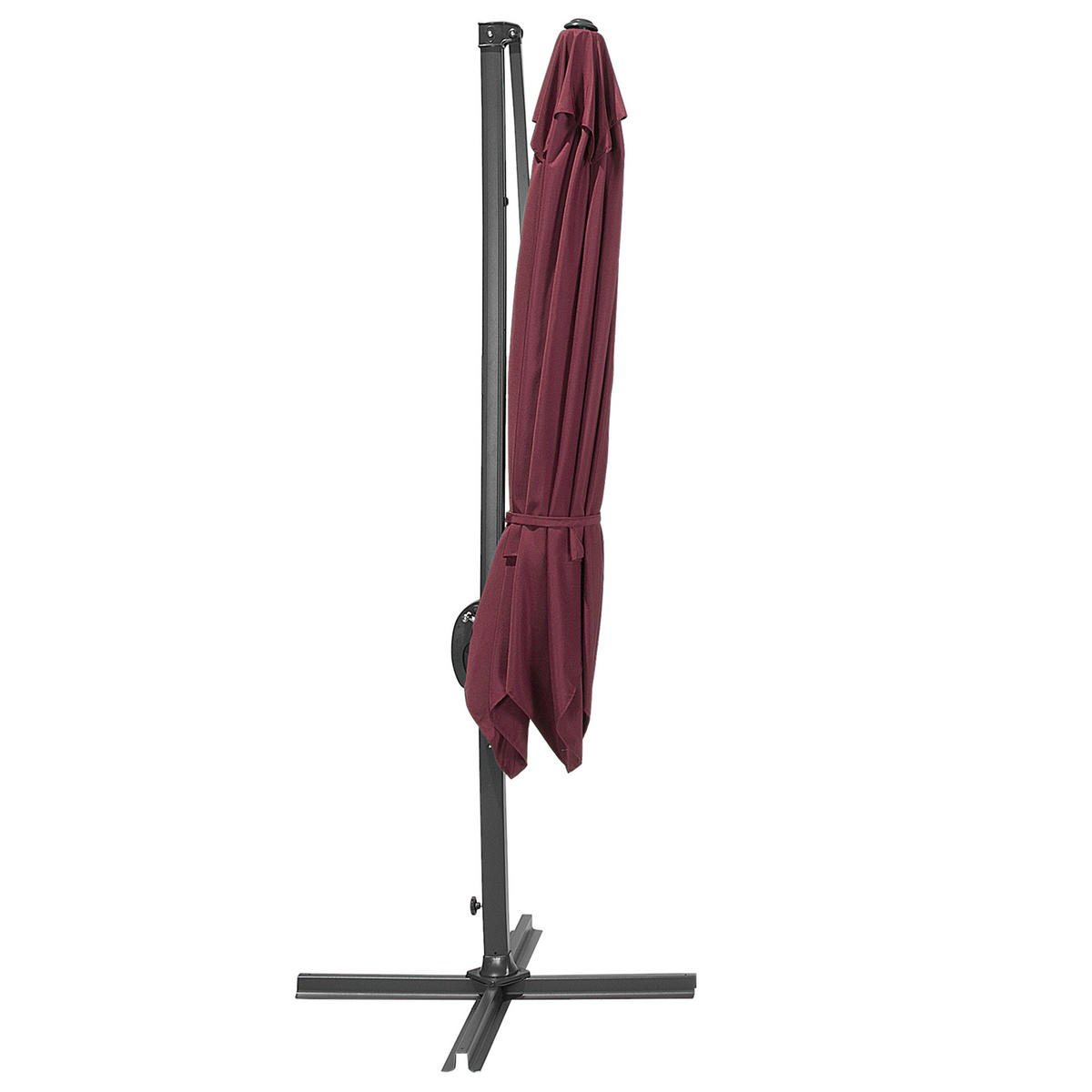 AMPELSCHIRM burgunderrot/dunkelgrau 250/250/235 cm Monza - Dunkelgrau/Rot, Textil (250/250cm) - Beliani
