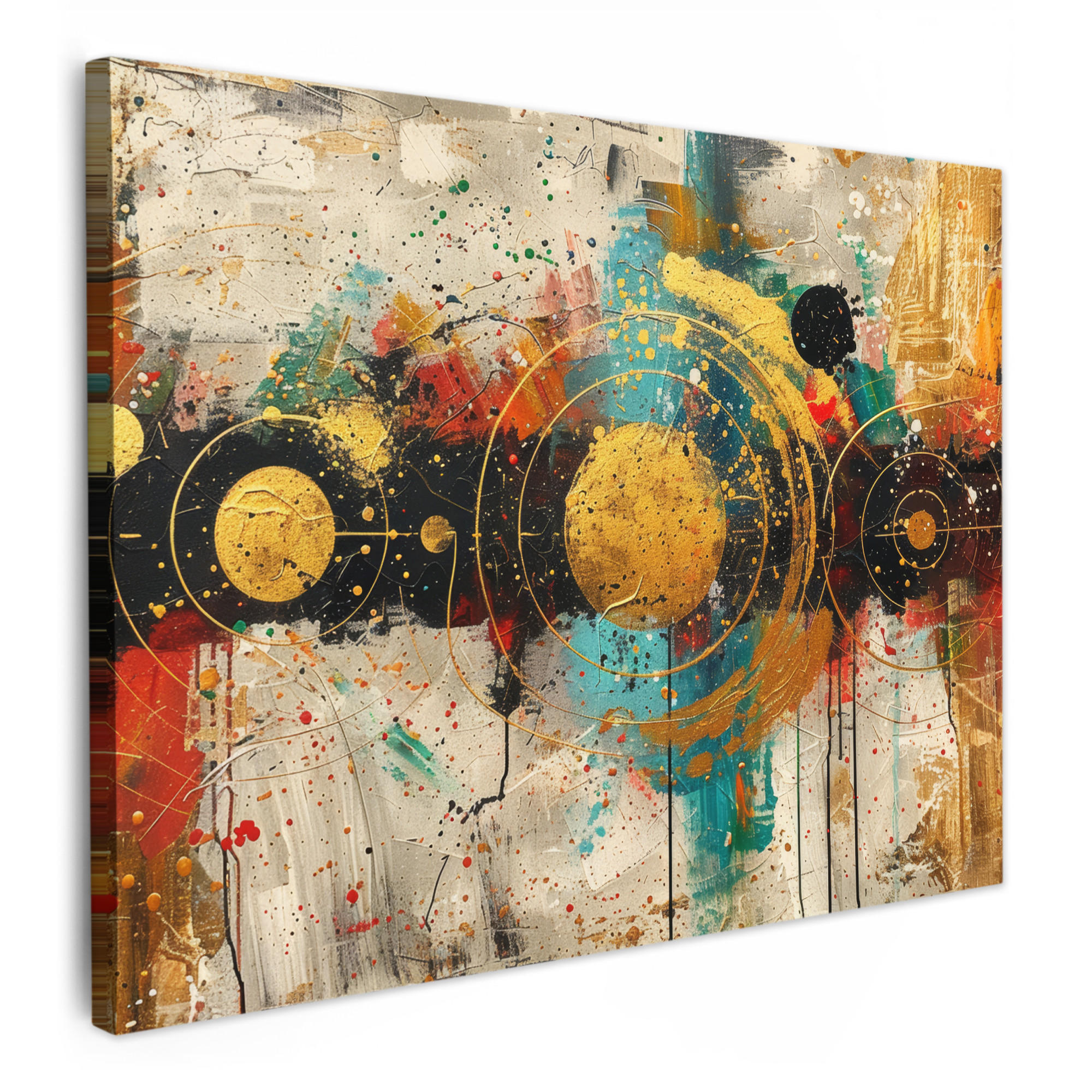 LEINWANDBILD - Abstrakt - Kunst - Gold - Modern - 70x50 - Deko XXL - Multicolor, Textil (70/50cm) - MuchoWow