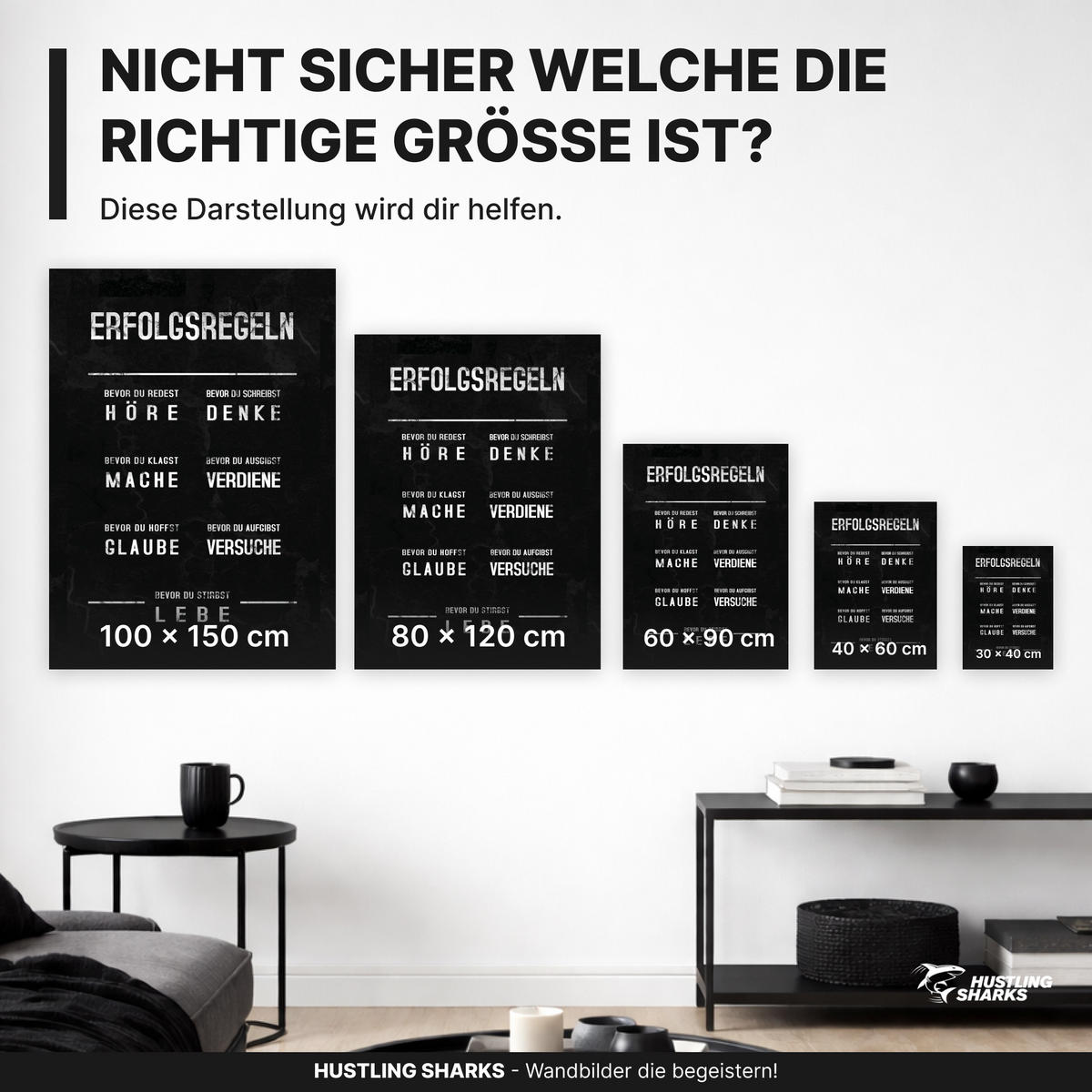 LEINWANDBILD Erfolgsregeln 60x90 cm - Weiß, Papier (60/2cm) - Hustling Sharks