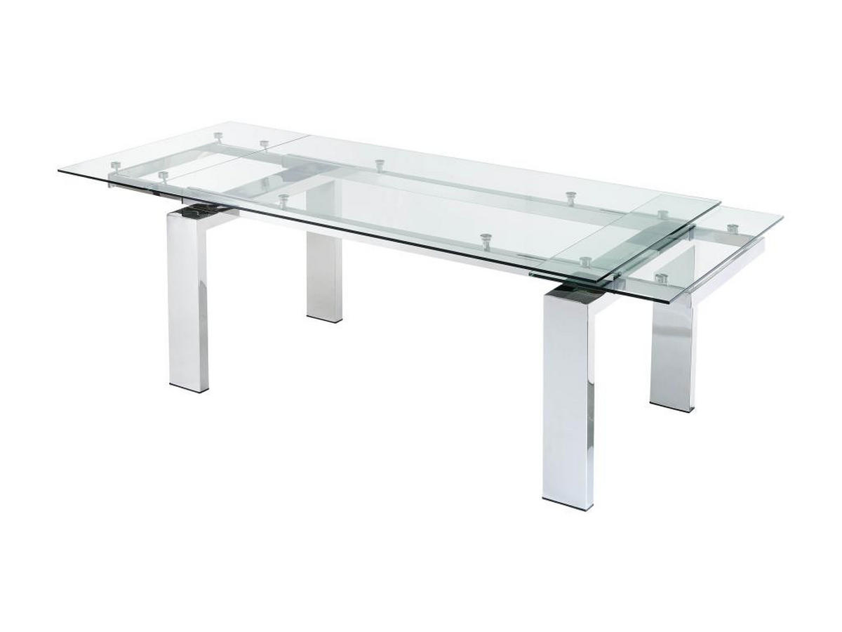 ESSTISCH ausziehbar - Glas & Metall - 8-10 Personen - LUBANA - Transparent, Glas (270/100/76cm) - Vente-Unique