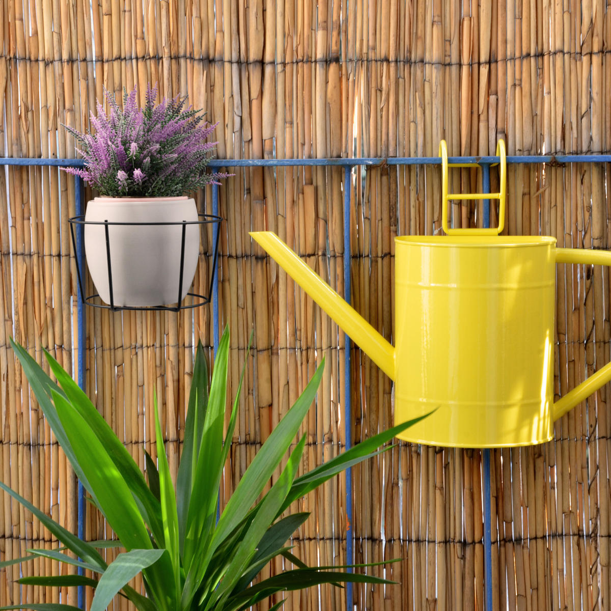 4XBLUMENTOPF Halter - Schwarz, Metall (20/21/26cm) - Relaxdays