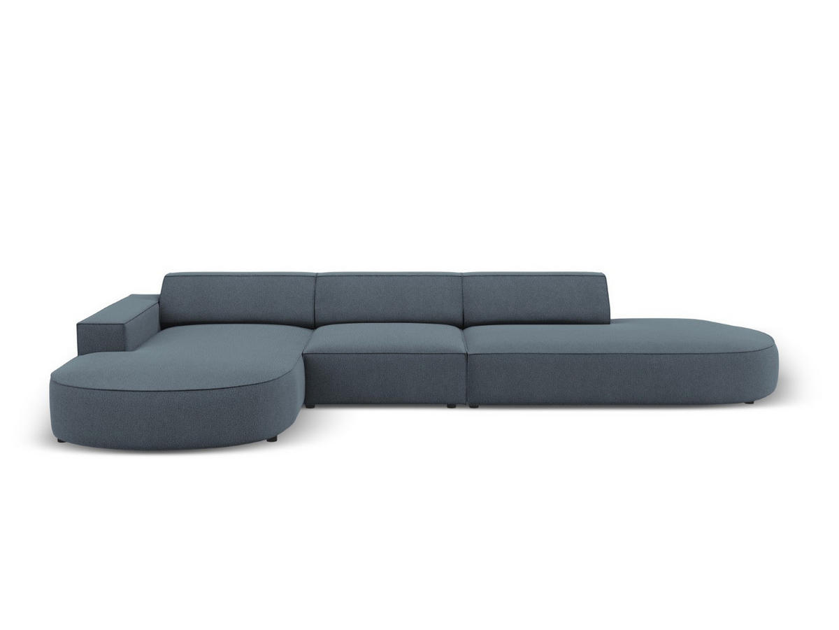 ECKSOFA links Jodie aus strukturiertem Stoff blau 4 Sitzplätze - Blau, Textil (166/342cm) - Micadoni