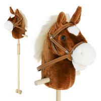 STECKENPFERD Kinder Steckenpferde mit Sound, Griffe, Rolle Stockpferd zum Reiten - Braun, Textil (25/95cm) - AIYAPLAY